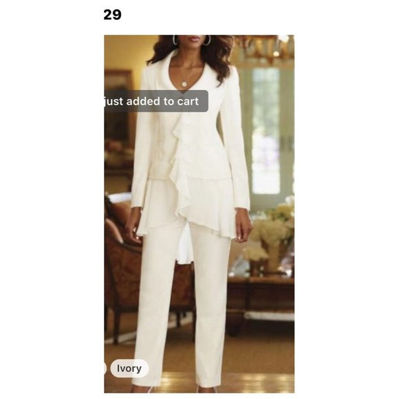 New/ Still in Package With Tags. Beautiful Pantsuit Cream and Flowy Size 14 - Picture 11 of 11